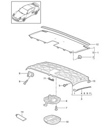 Top frame / Roof frame / Catch / Lubricants - FRONT, CABRIO - 997.2 Turbo 2010-13