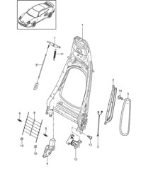 Rückenlehnenrahmen / Standardsitz / Komfortsitz 997.2 Turbo / GT2 RS 2010-13