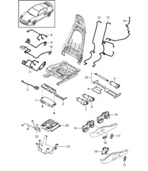 Kabelbomen / Schakelaar / Bedieningseenheid / Elektromotor / Sportstoel 997.2 Turbo / GT2 RS 2010-13