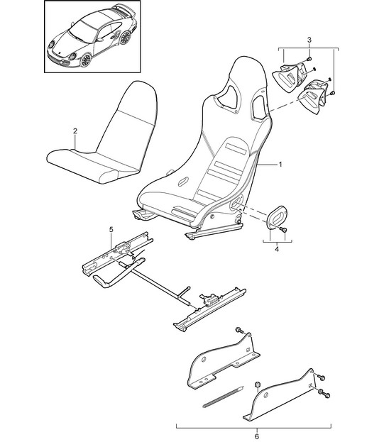 Asiento envolvente / Tapizado en cuero / 997.2 GT2 RS 2011