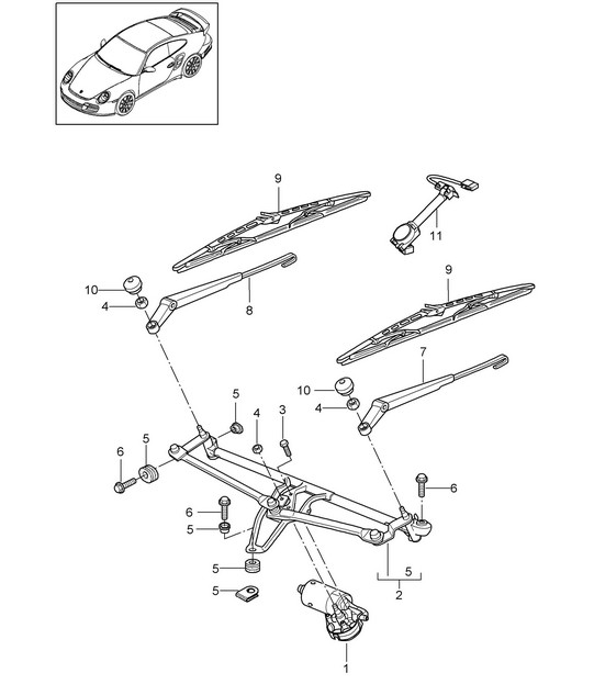 Sistema limpiaparabrisas completo / Sensor de lluvia 997.2 Turbo / GT2 RS 2010-13