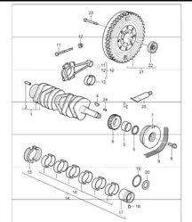 crankshaft for 997.1 TURBO/GT2 M97.70 2007-09 and 997.1 GT2 RS M97.70 2011