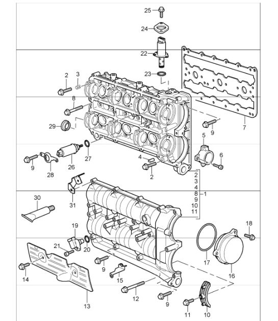 camshaft housing for 997.1 TURBO/GT2 M97.70 2007-09 and 997.1 GT2 RS M97.70 2011