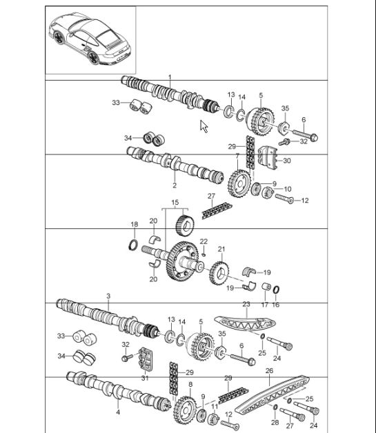 commande de soupape pour 997.1 TURBO/GT2 M97.70 2007-09 et 997.1 GT2 RS M97.70 2011