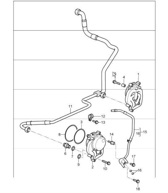 oil supply return line  for 997.1 TURBO/GT2 M97.70 2007-09 and 997.1 GT2 RS M97.70 2011