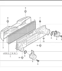air cleaner for 997.1 TURBO/GT2 M97.70 2007-09 and 997.1 GT2 RS M97.70 2011