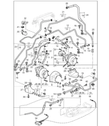 turbocharger with heat protection and oil pipe water line for 997.1 TURBO/GT2 M97.70 2007-09 and 997.1 GT2 RS M97.70 2011