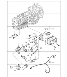 transmission oil cooler, lines and oil pump 997.1 TURBO G97.88 2008-09 and 997.1 GT2 RS sG97.88 2011