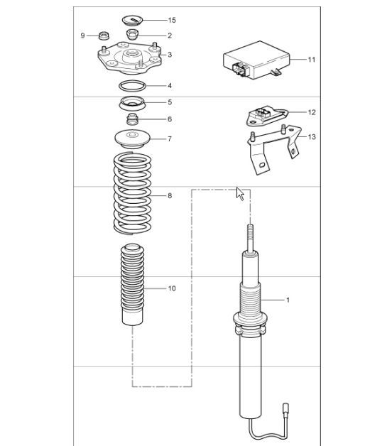 Diagram 402-01 Porsche 997 MK1 Carrera 4S 3.8L 2005-08 Front Axle, Steering 