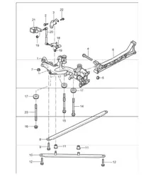 eje trasero, sección lateral y soporte 997.1 TURBO 2007-09