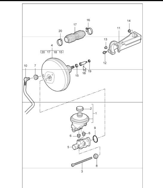 brake master cylinder and brake booster 997.1 TURBO 2007-09