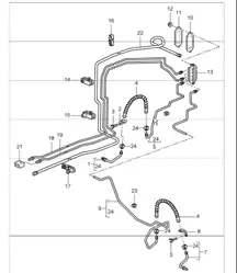 brake lines, brake lines underbody and vacuum line 997.1 TURBO 2007-09