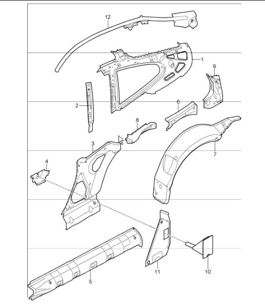 side section inner 997.1 TURBO 2007-09