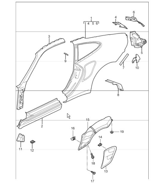 side section outer 997.1 TURBO COUPE 2007-09