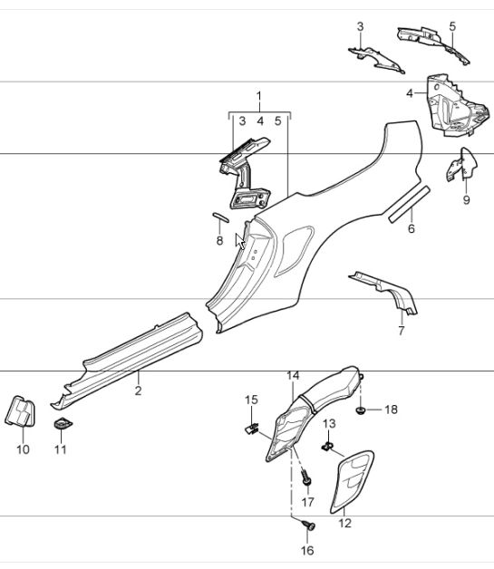 side section outer 997.1 TURBO CABRIO 2007-09