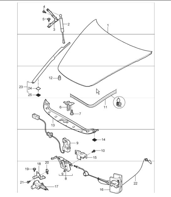lid front 997.1 TURBO 2007-09