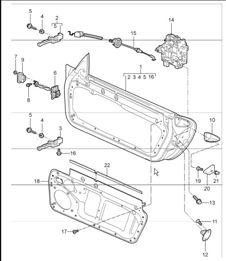 door in white, installation parts and door lock 997.1 TURBO 2007-09
