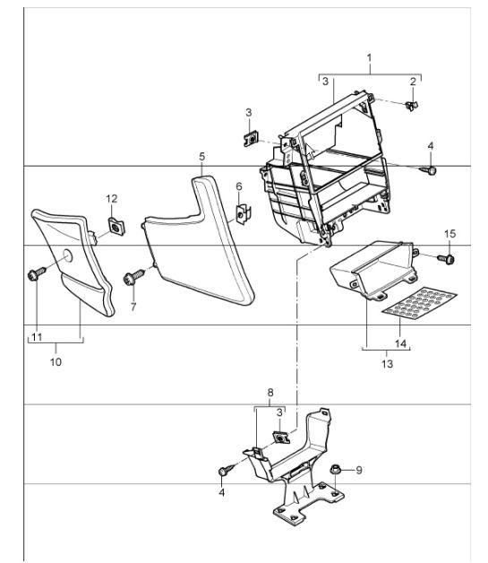 centre console front 997.1 TURBO 2007-09