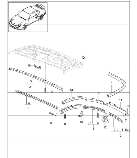 convertible top seal 997.1 TURBO 2007-09