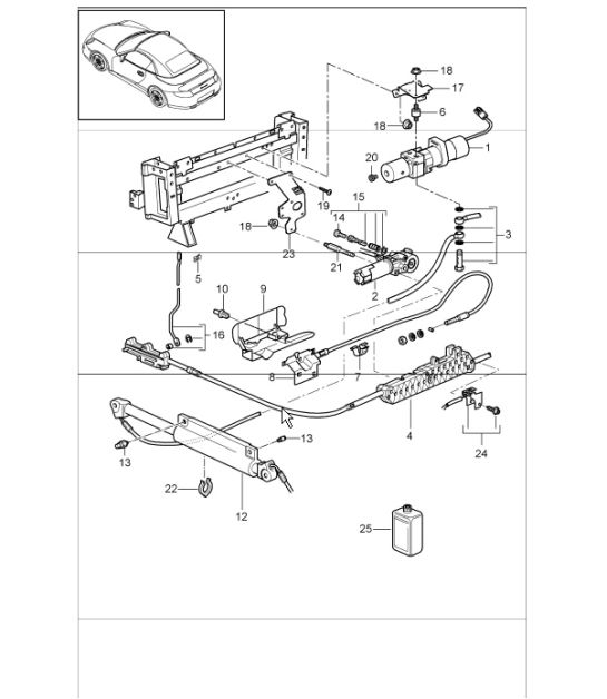 convertible top, driving mechanism and hydraulic for 997.1 TURBO 2007-09