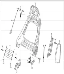 backrest frame, comfort seat 997.1 TURBO COUPE / CABRIO 2007-09