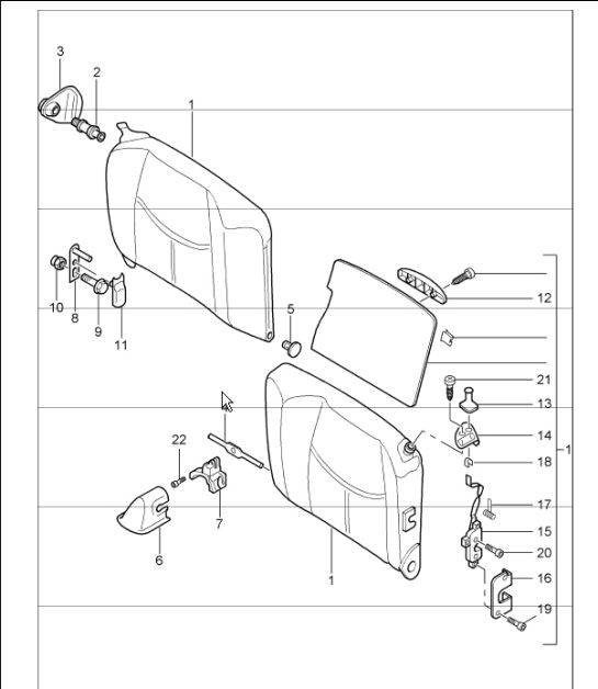 back seat backrest coupe 997.1 TURBO 2007-09