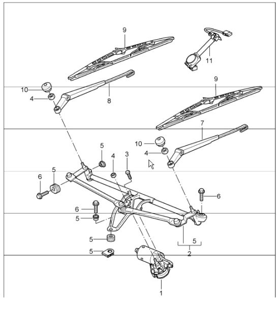 windscreen wiper system and rain sensor 997.1 TURBO 2007-09
