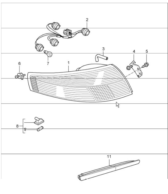 rear light, license plate light and additional brake light 997.1 TURBO 2007-09