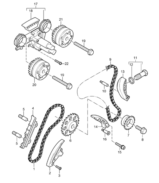 Diagram 103-16 Porsche Cayman S 3.4L 987C 2005-08 Engine