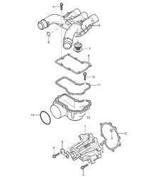Water pump / thermostat housing - M48.00 / M48.50 - 955 Cayenne