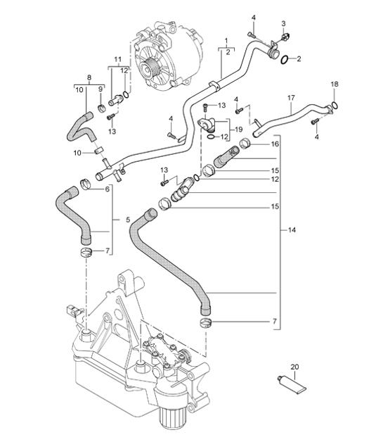 Diagram 105-10 Porsche 996 C4 3.4L 1997-08/01 Engine
