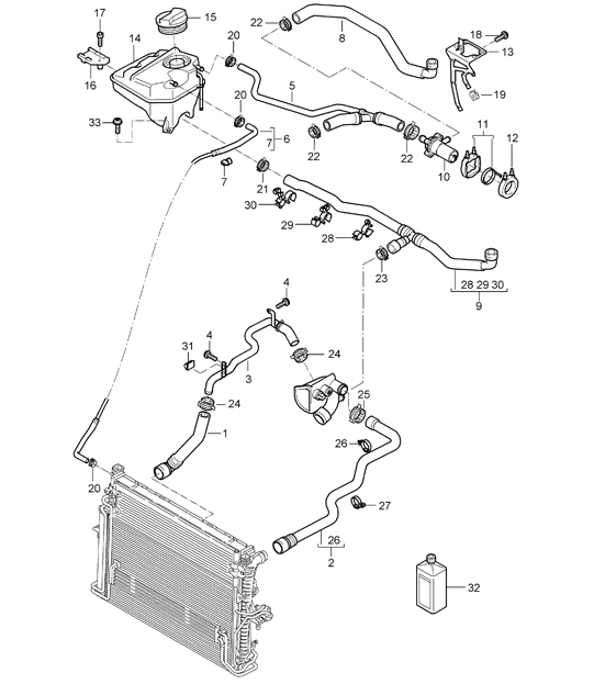 water cooling 4 / water reservoir without auxiliary heater - ID9J - 955 Cayenne 2004>>
