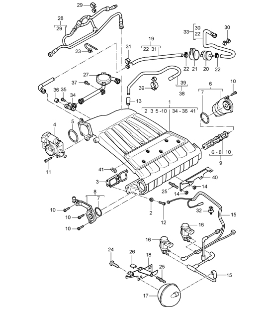 Intake manifold / Throttle body - M02.2Y - 955 Cayenne 2004>>