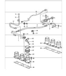 fuel collection pipe 996 GT3-1 M96.76 2000-01 and 996 GT3-1/GT3 RS M96.79 2004-05