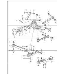 rear axle, wheel carrier, control arm, wheel hub 996 GT3-1 1999-05