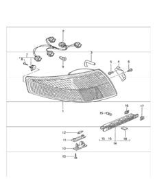 rear light, license plate light, additional brake light for 996 GT3-1 M602 (Raised stop lamp) 1999-05