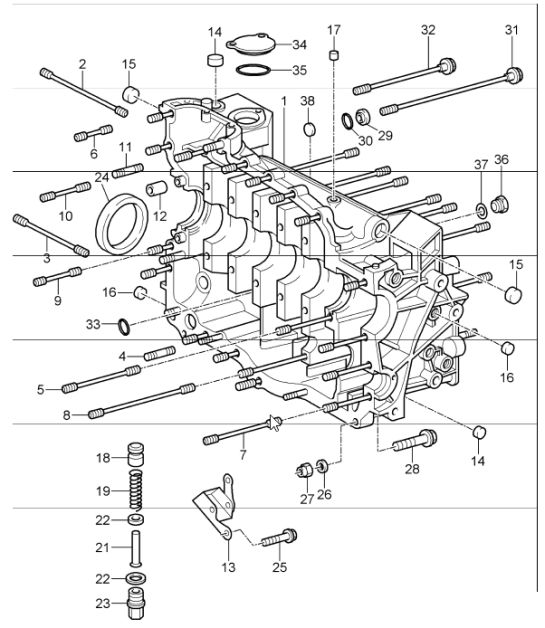 crankcase right 997 GT3 M97.76 2007-09