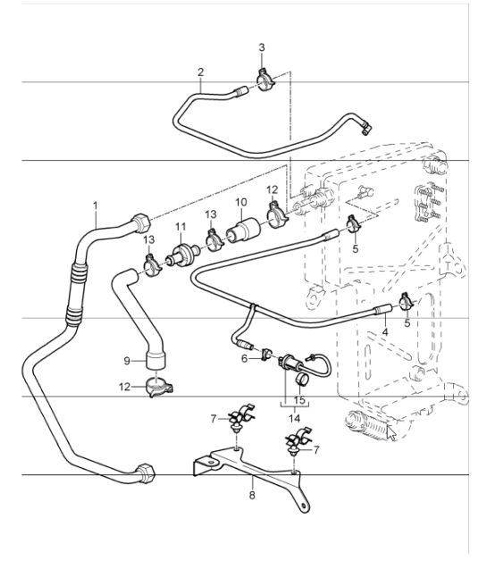 lines oil tank 997 GT3 M97.76 2007-09
