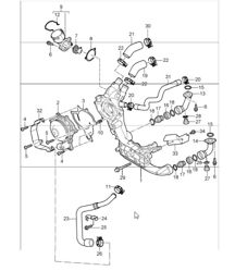 water pump, water pump housing 997 GT3 M97.76 2007-09