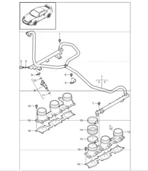 fuel collection pipe 997 GT3 / GT3 RS M97.77 2010-11 and 997 GT3 RS 4.0 M97.74 2011
