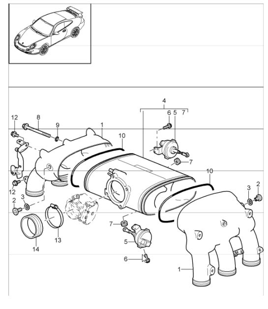 intake distributor 997 GT3 M97.76 2007-09