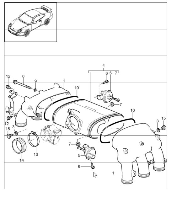 intake distributor 997 GT3 / GT3 RS M97.77 2010-11 and 997 GT3 RS 4.0 M97.74 2011