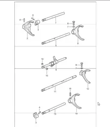 gear shift rod, shift fork and shift rod 997 GT3 G97.90 UPTO 2009
