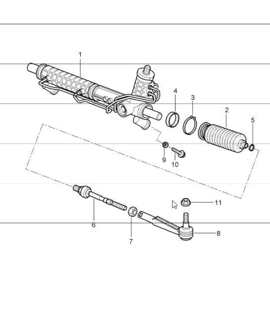 Diagram 403-00 Porsche Cayman S 3.4L 987C 2005-2008 Vooras, besturing 