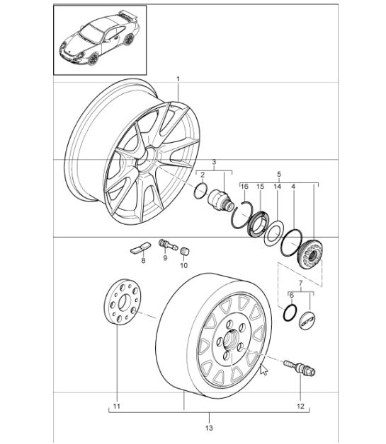 central locking 997 GT3 I430 2010 ONWARDS