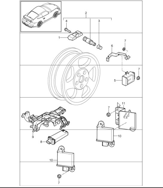 tyre pressure monitoring I482 (433 MHz) and I483 (315-MHz) 997 GT3 2010 ONWARDS