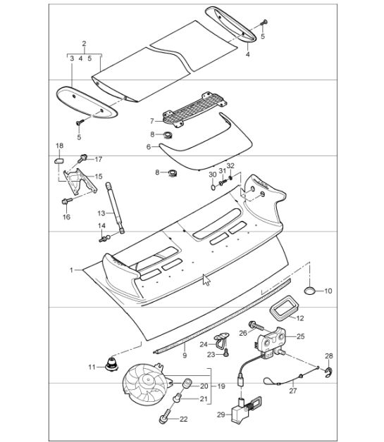 coperchio posteriore 997 GT3 RS I004 2007-11