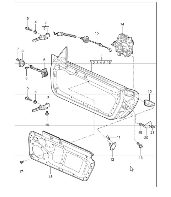 door in white, installation parts and  door lock 997 GT3 2007-10