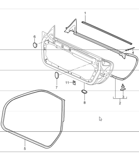 door seal, gasket, windscreen 997 GT 2007-11