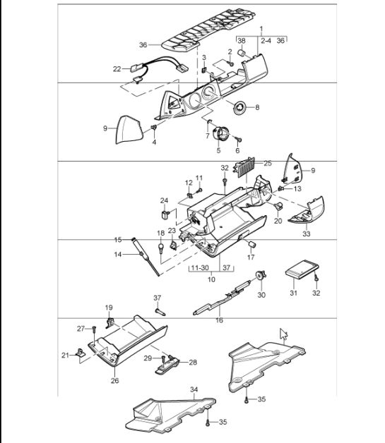 glove compartment lid and lining driver's side 997 GT3 2007-11
